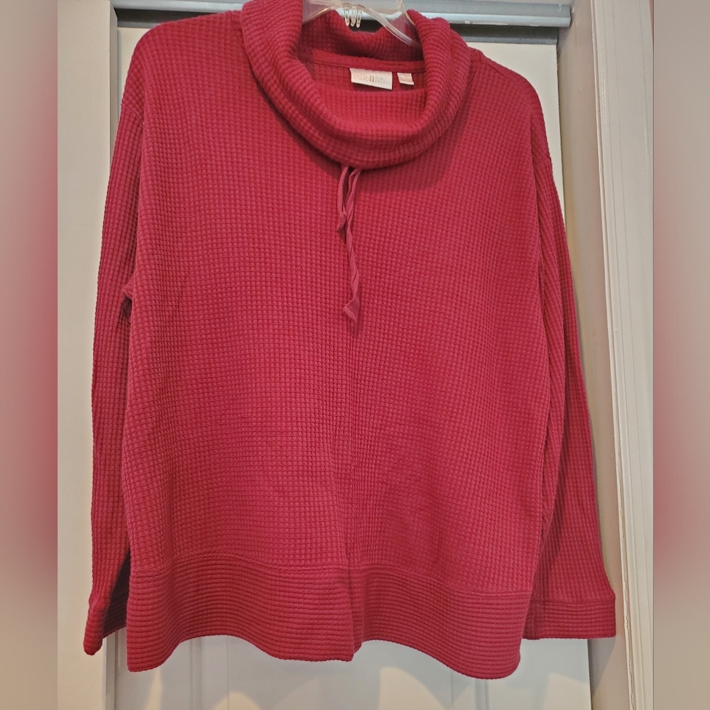 Belle by Kim Gravel Red Cowl Neck Sweater